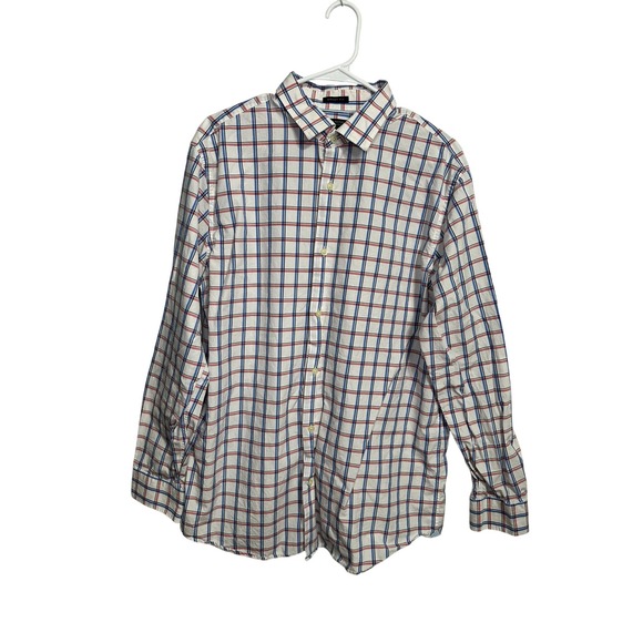 Banana Republic Other - Banana Republic Mens XL Supima Cotton Plaid Button Down Shirt White Red